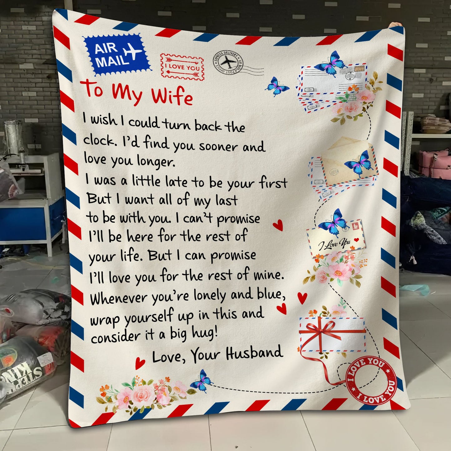 Love Letter To My Wife, I Want All My Last To Be WIth You, Love Your Husband Postal Blanket