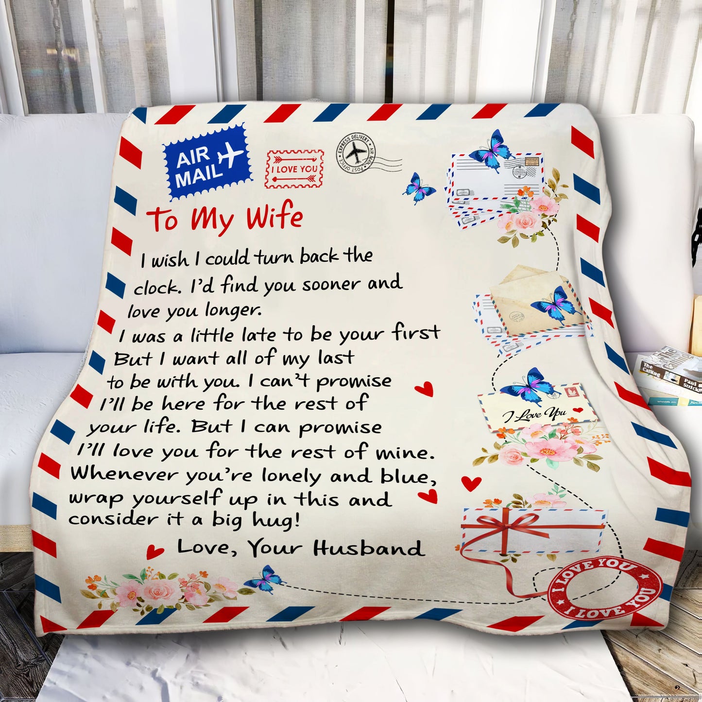 Love Letter To My Wife, I Want All My Last To Be WIth You, Love Your Husband Postal Blanket