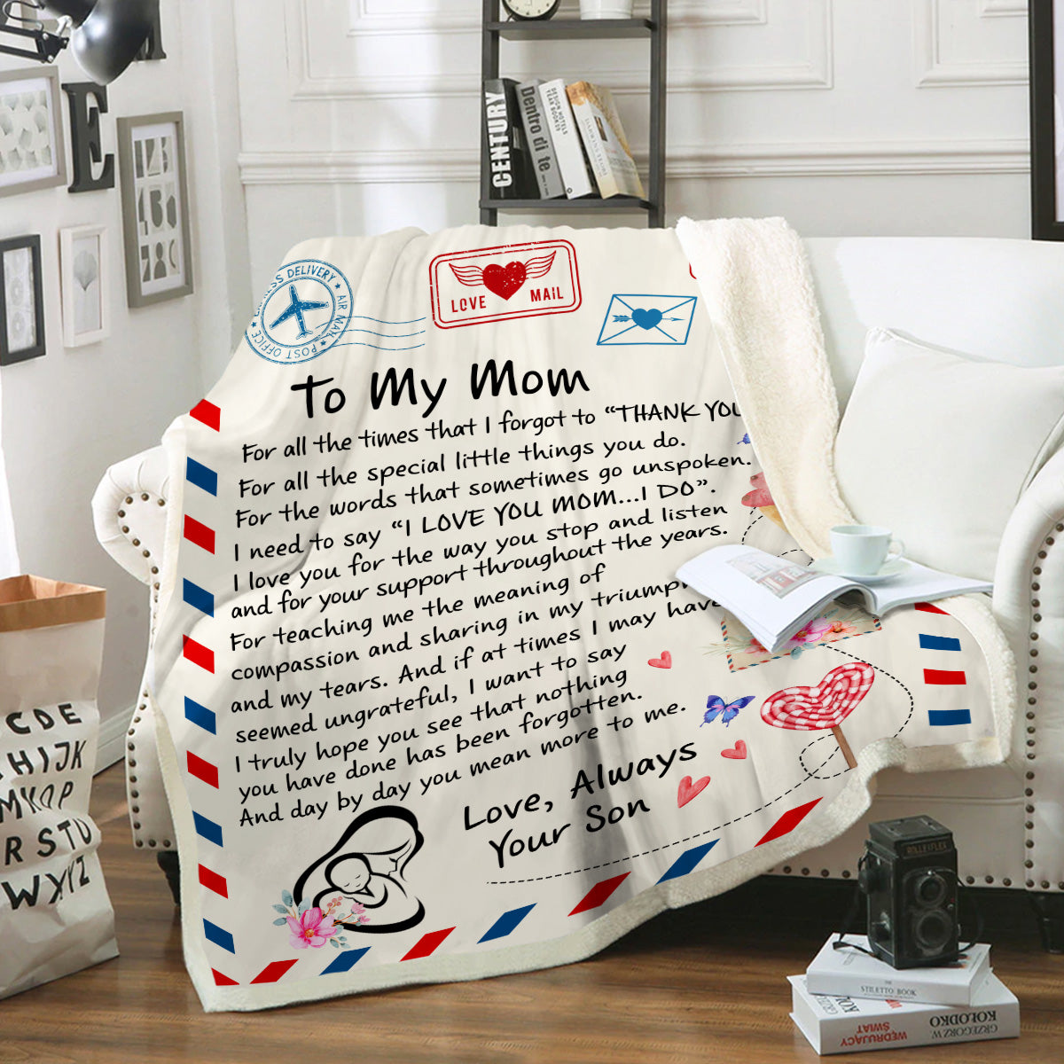 50% Off - Love Leter Blanket To Mom, Love Your Son - Perfect Christmas, Birthday, or Mother's Day Gift