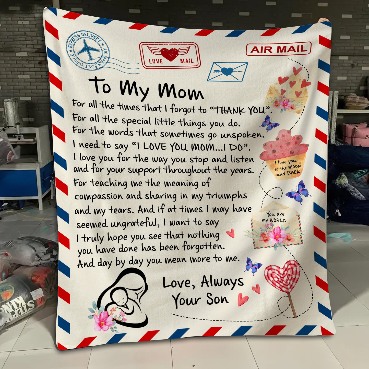 To My Mom, Thank You For All The Times, Love Son Blanket