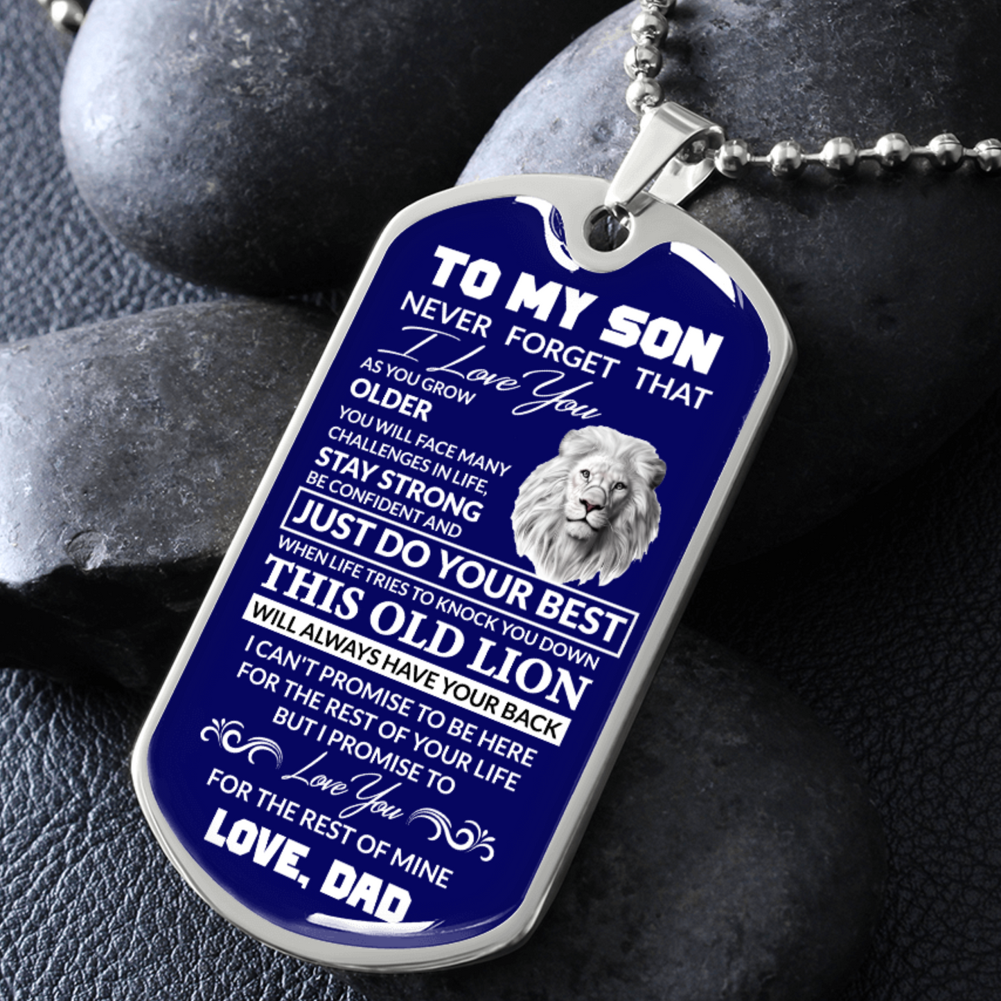 (Best Seller)To My Son, I Believe In You, Love Dad - Dog Tag Military Ball Chain (Blue)