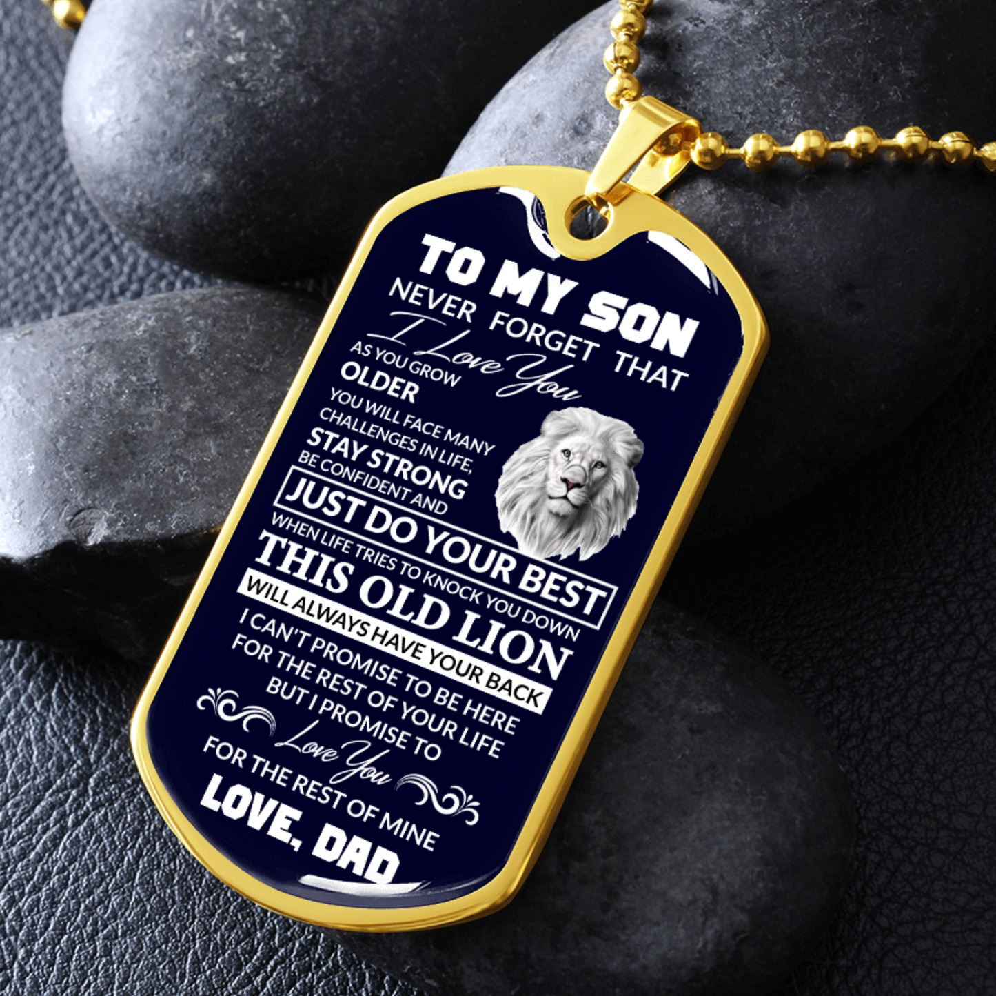 (Best Seller)To My Son, I Believe In You, Love Dad - Dog Tag Military Ball Chain (Blue)