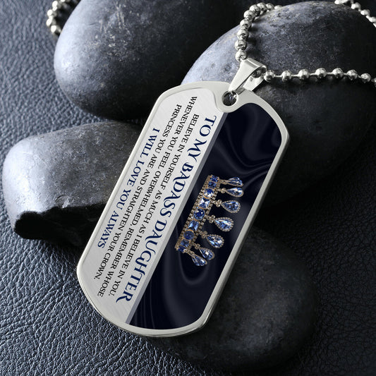 To My Badass Daughter Dog Tag Necklace