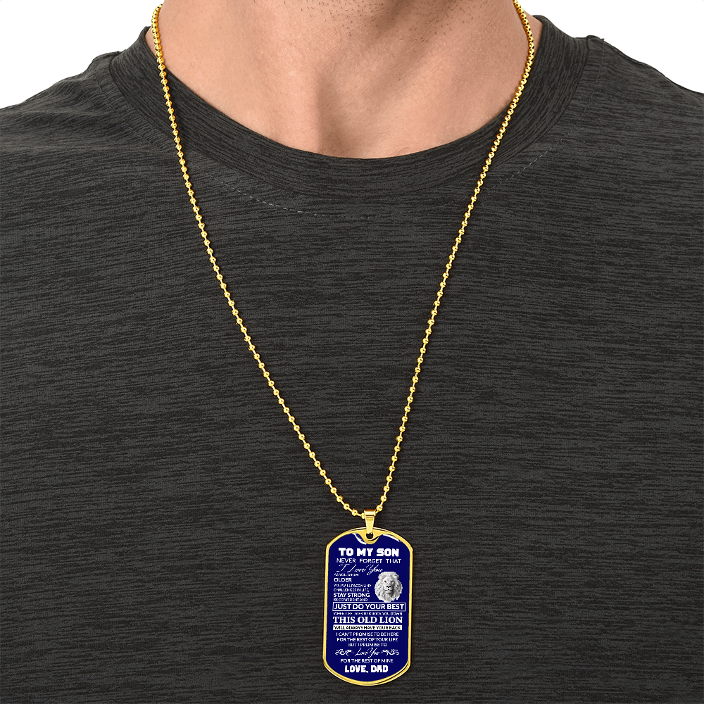 (Best Seller)To My Son, I Believe In You, Love Dad - Dog Tag Military Ball Chain (Blue)