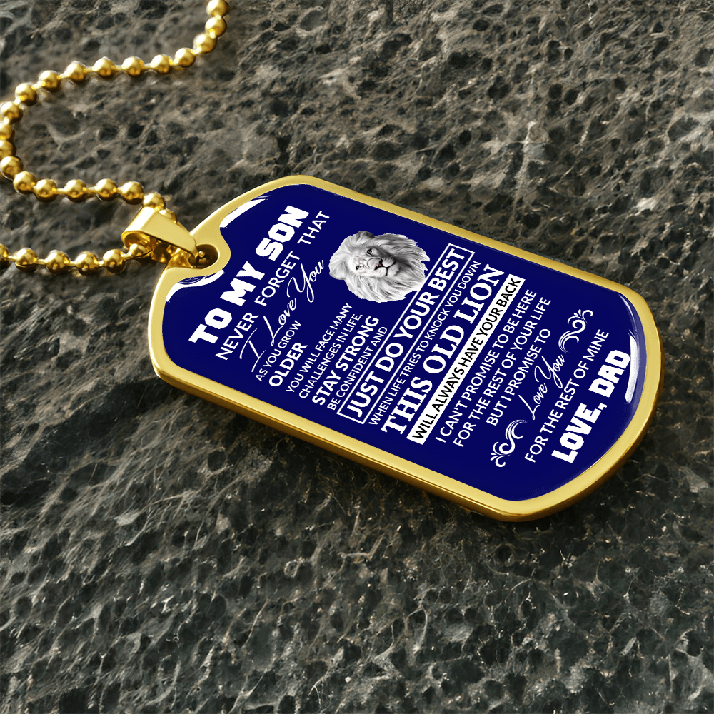 (Best Seller)To My Son, I Believe In You, Love Dad - Dog Tag Military Ball Chain (Blue)