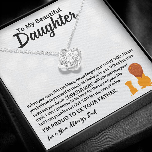 To My Beautiful Daughter, Love Dad - Loveknot Necklace