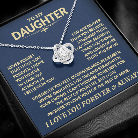 To My Daughter, I Hope You Believe In Yourself, Love Dad - Loveknot Necklace