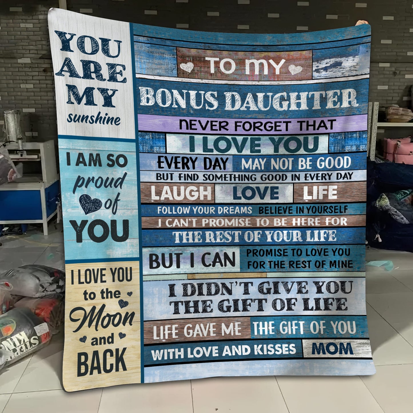 To My Bonus Daughter, Never Forget That I Love You, Love Bonus Mom  Blanket